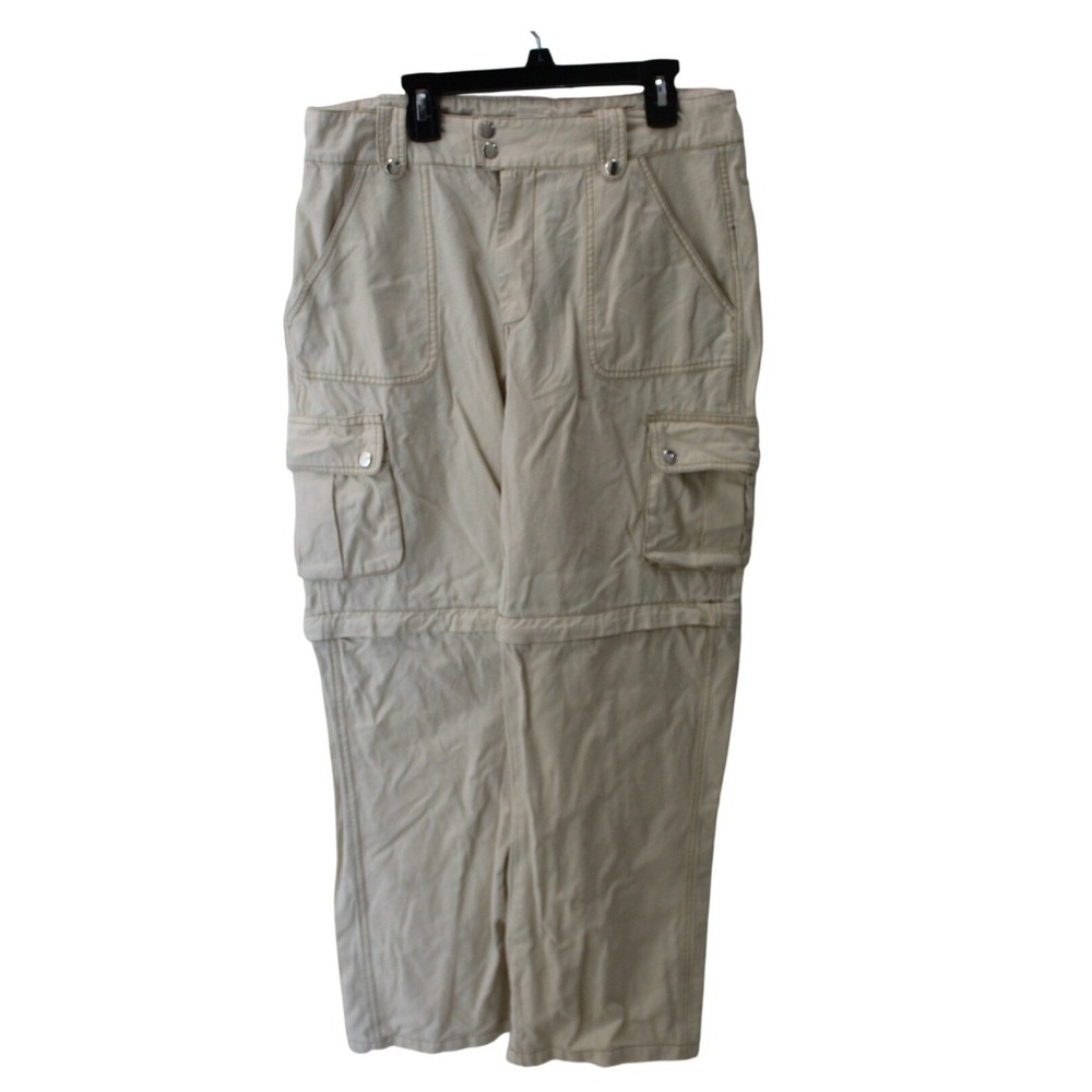 NWOT Natura Convertible Cargo Pants Women L Beige Zip  Multi Pocket